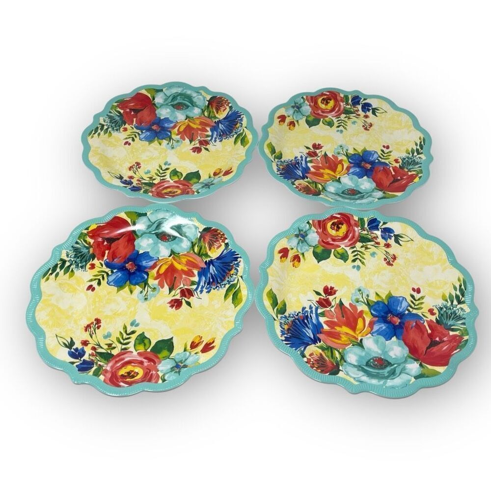 The Pioneer Woman Delaney Dinner Plate Teal Melamine 10.7" Diameter Set of 4 New - Picture 2 of 5
